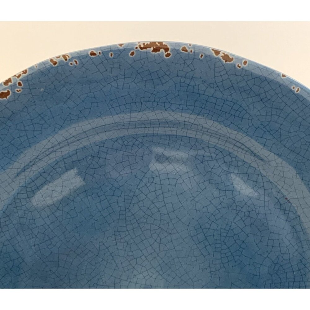 4 Tommy Bahama Melamine Crackle Salad Plates 9" Turquois Blue Aqua Rustic - Picture 3 of 7